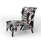 Fauteuil d'appoint en tissu pied-de-poule noir et blanc – 1 place