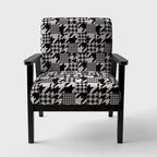 Fauteuil d'appoint en tissu pied-de-poule noir et blanc – 1 place