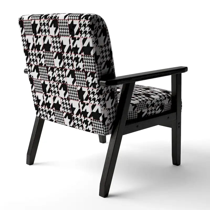 Fauteuil d'appoint en tissu pied-de-poule noir et blanc – 1 place