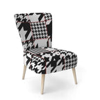 Fauteuil d'appoint en tissu pied-de-poule noir et blanc – 1 place