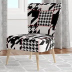 Fauteuil d'appoint en tissu pied-de-poule noir et blanc – 1 place