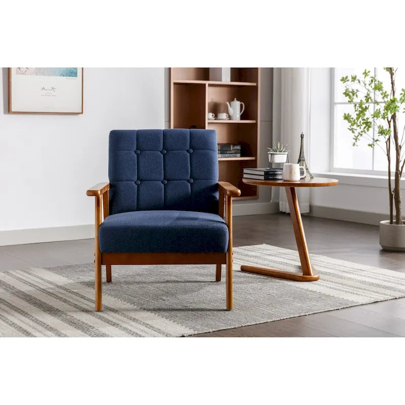 Fauteuil d'appoint rembourré Bleu / Gris clair / Beige / Rouge / Vert, assise individuelle, pieds en bois massif