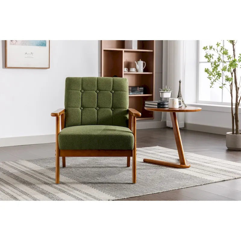 Fauteuil d'appoint rembourré Bleu / Gris clair / Beige / Rouge / Vert, assise individuelle, pieds en bois massif