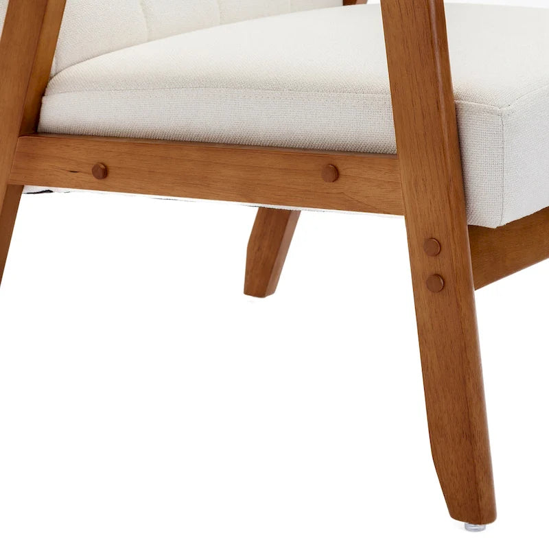 Fauteuil d'appoint rembourré Bleu / Gris clair / Beige / Rouge / Vert, assise individuelle, pieds en bois massif