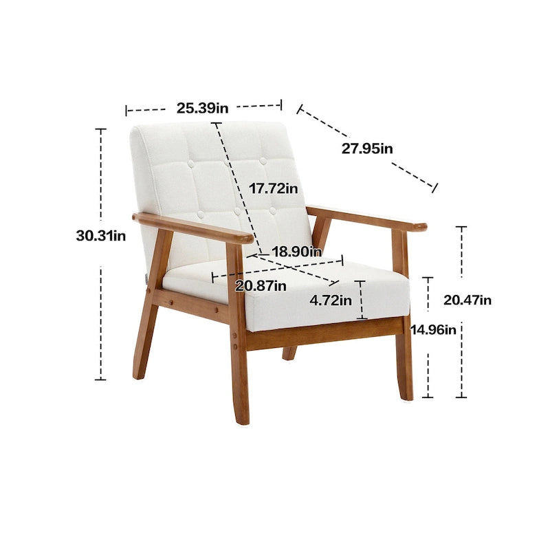 Fauteuil d'appoint rembourré Bleu / Gris clair / Beige / Rouge / Vert, assise individuelle, pieds en bois massif