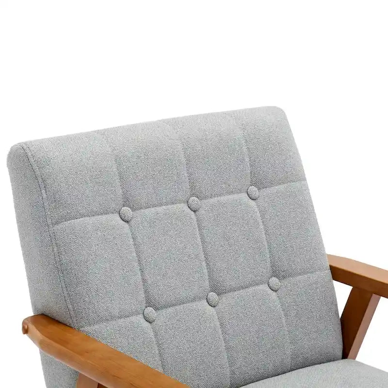 Fauteuil d'appoint rembourré Bleu / Gris clair / Beige / Rouge / Vert, assise individuelle, pieds en bois massif