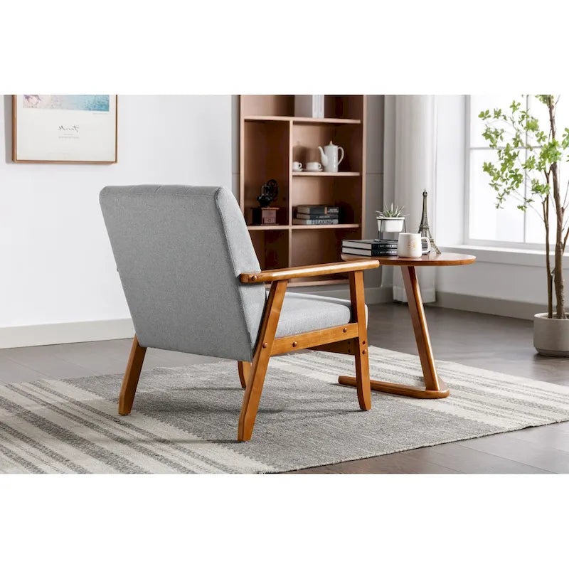 Fauteuil d'appoint rembourré Bleu / Gris clair / Beige / Rouge / Vert, assise individuelle, pieds en bois massif