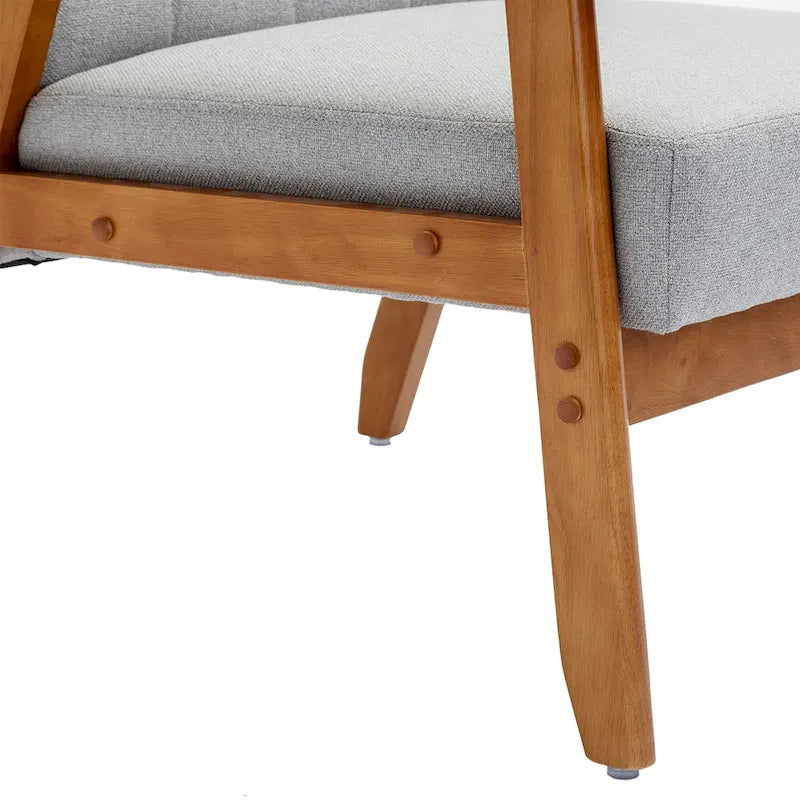 Fauteuil d'appoint rembourré Bleu / Gris clair / Beige / Rouge / Vert, assise individuelle, pieds en bois massif