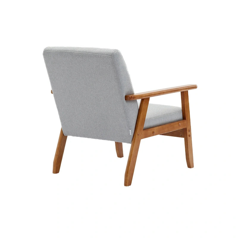 Fauteuil d'appoint rembourré Bleu / Gris clair / Beige / Rouge / Vert, assise individuelle, pieds en bois massif