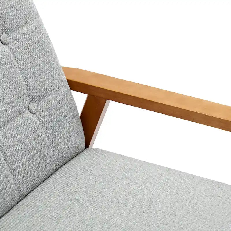 Fauteuil d'appoint rembourré Bleu / Gris clair / Beige / Rouge / Vert, assise individuelle, pieds en bois massif