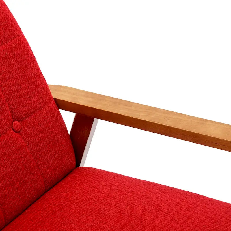 Fauteuil d'appoint rembourré Bleu / Gris clair / Beige / Rouge / Vert, assise individuelle, pieds en bois massif