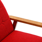 Fauteuil d'appoint rembourré Bleu / Gris clair / Beige / Rouge / Vert, assise individuelle, pieds en bois massif