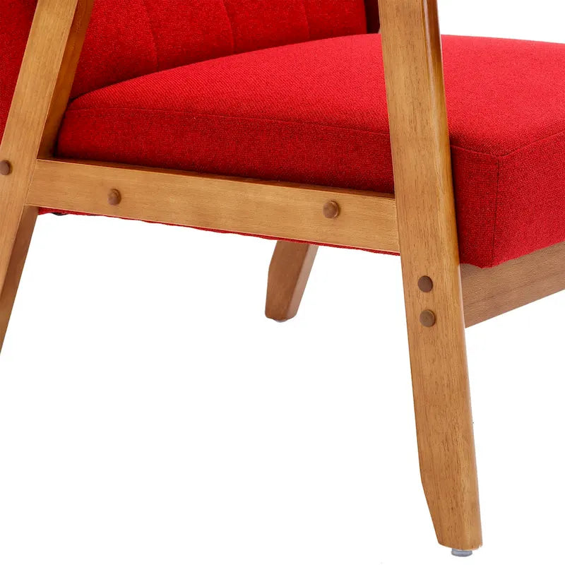 Fauteuil d'appoint rembourré Bleu / Gris clair / Beige / Rouge / Vert, assise individuelle, pieds en bois massif