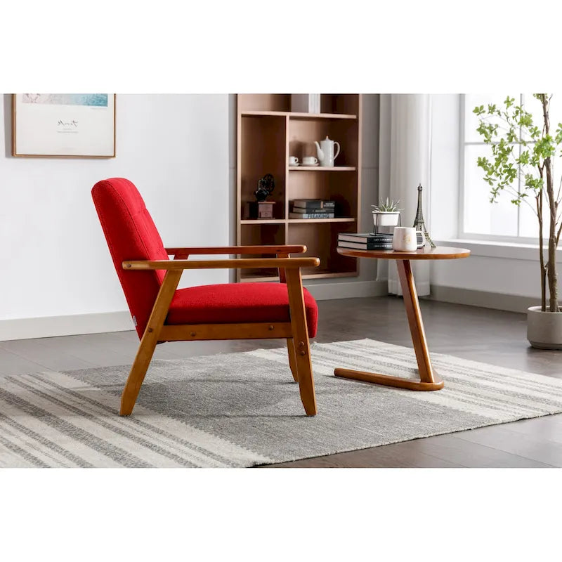 Fauteuil d'appoint rembourré Bleu / Gris clair / Beige / Rouge / Vert, assise individuelle, pieds en bois massif