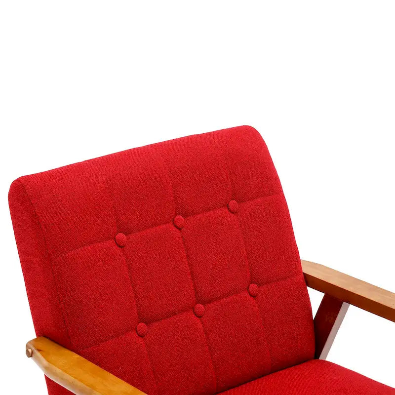 Fauteuil d'appoint rembourré Bleu / Gris clair / Beige / Rouge / Vert, assise individuelle, pieds en bois massif