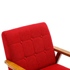 Fauteuil d'appoint rembourré Bleu / Gris clair / Beige / Rouge / Vert, assise individuelle, pieds en bois massif