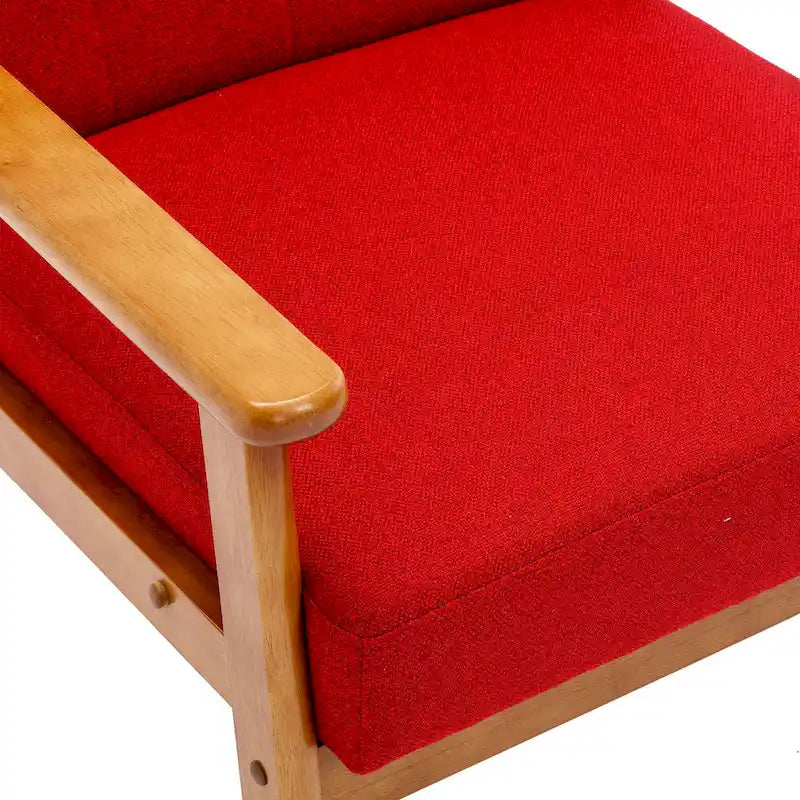 Fauteuil d'appoint rembourré Bleu / Gris clair / Beige / Rouge / Vert, assise individuelle, pieds en bois massif