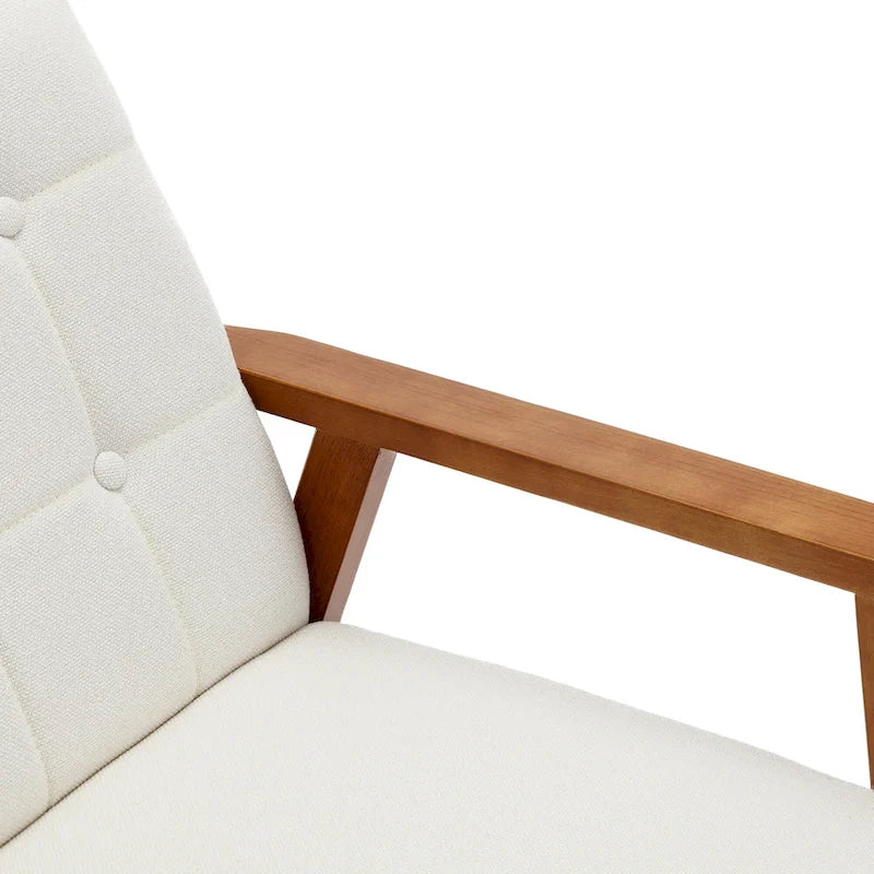 Fauteuil d'appoint rembourré Bleu / Gris clair / Beige / Rouge / Vert, assise individuelle, pieds en bois massif