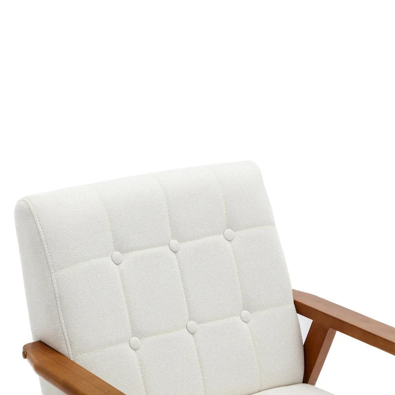 Fauteuil d'appoint rembourré Bleu / Gris clair / Beige / Rouge / Vert, assise individuelle, pieds en bois massif
