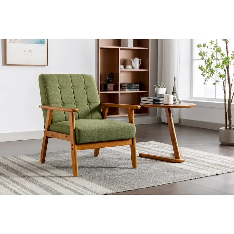 Fauteuil d'appoint rembourré Bleu / Gris clair / Beige / Rouge / Vert, assise individuelle, pieds en bois massif