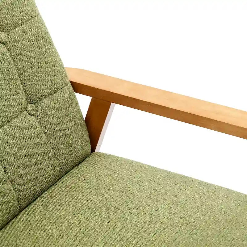 Fauteuil d'appoint rembourré Bleu / Gris clair / Beige / Rouge / Vert, assise individuelle, pieds en bois massif