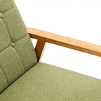 Fauteuil d'appoint rembourré Bleu / Gris clair / Beige / Rouge / Vert, assise individuelle, pieds en bois massif