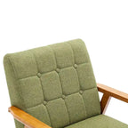 Fauteuil d'appoint rembourré Bleu / Gris clair / Beige / Rouge / Vert, assise individuelle, pieds en bois massif