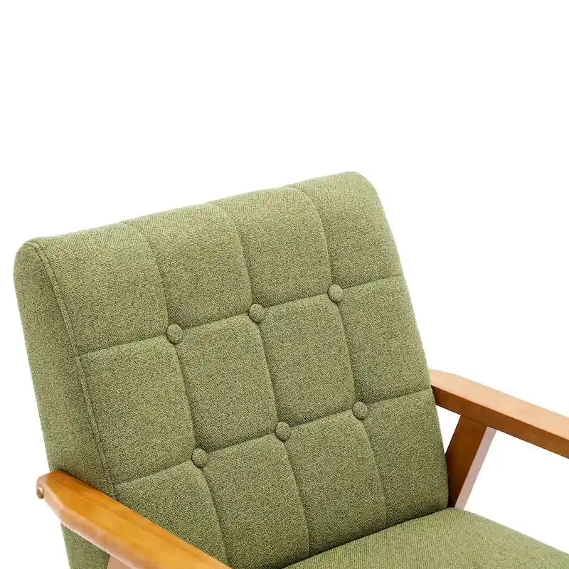 Fauteuil d'appoint rembourré Bleu / Gris clair / Beige / Rouge / Vert, assise individuelle, pieds en bois massif