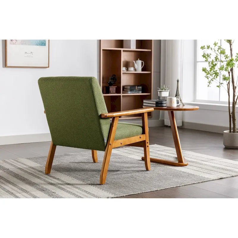 Fauteuil d'appoint rembourré Bleu / Gris clair / Beige / Rouge / Vert, assise individuelle, pieds en bois massif