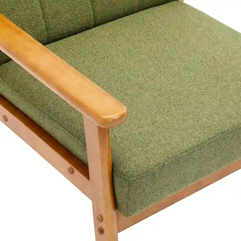 Fauteuil d'appoint rembourré Bleu / Gris clair / Beige / Rouge / Vert, assise individuelle, pieds en bois massif