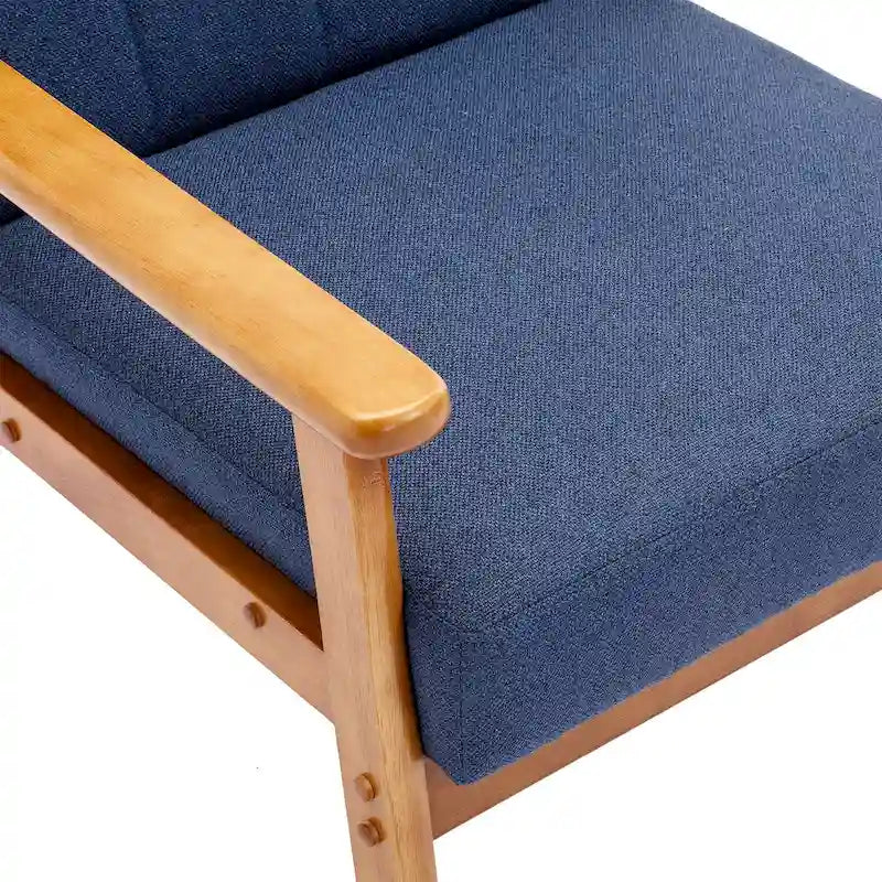 Fauteuil d'appoint rembourré Bleu / Gris clair / Beige / Rouge / Vert, assise individuelle, pieds en bois massif