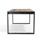 Table à manger en bois recyclé et fer, marron/noir, 4 à 6 places