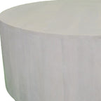 Table basse ronde rustique blanche, bois massif, 1 place
