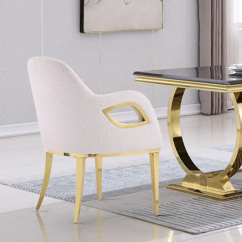Fauteuil de salle à manger en velours noir/gris/rose/blanc avec pieds en métal, 1 place