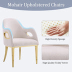 Fauteuil de salle à manger en velours noir/gris/rose/blanc avec pieds en métal, 1 place
