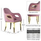 Fauteuil de salle à manger en velours noir/gris/rose/blanc avec pieds en métal, 1 place