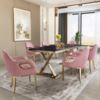 Fauteuil de salle à manger en velours noir/gris/rose/blanc avec pieds en métal, 1 place