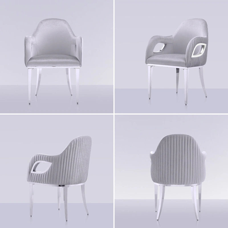 Fauteuil de salle à manger en velours noir/gris/rose/blanc avec pieds en métal, 1 place