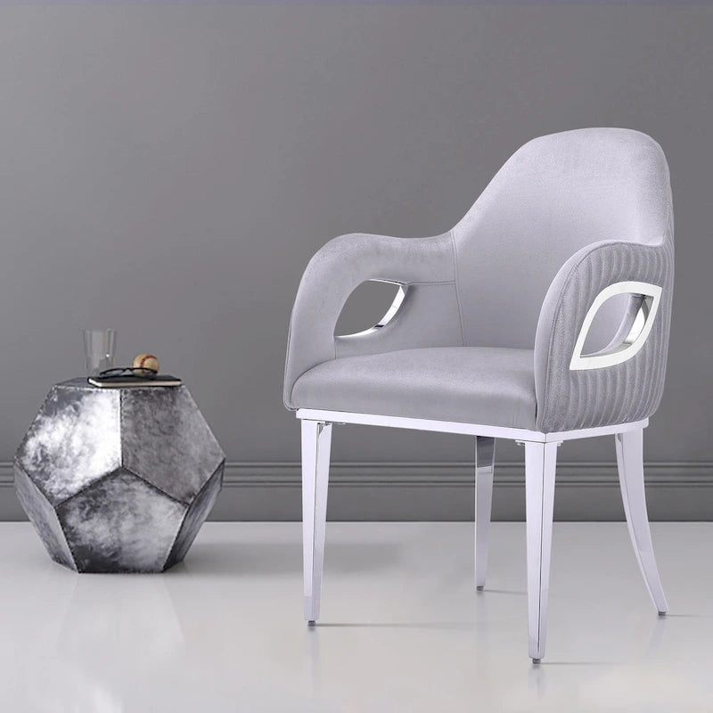 Fauteuil de salle à manger en velours noir/gris/rose/blanc avec pieds en métal, 1 place