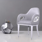 Fauteuil de salle à manger en velours noir/gris/rose/blanc avec pieds en métal, 1 place