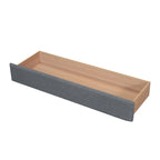 Lit plateforme Queen tapissé blanc/beige/gris avec LED et tiroir de rangement, 2 personnes