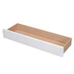 Lit plateforme Queen tapissé blanc/beige/gris avec LED et tiroir de rangement, 2 personnes