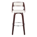 Tabouret de bar pivotant en similicuir crème/marron/gris, pieds en bois, lot de 2