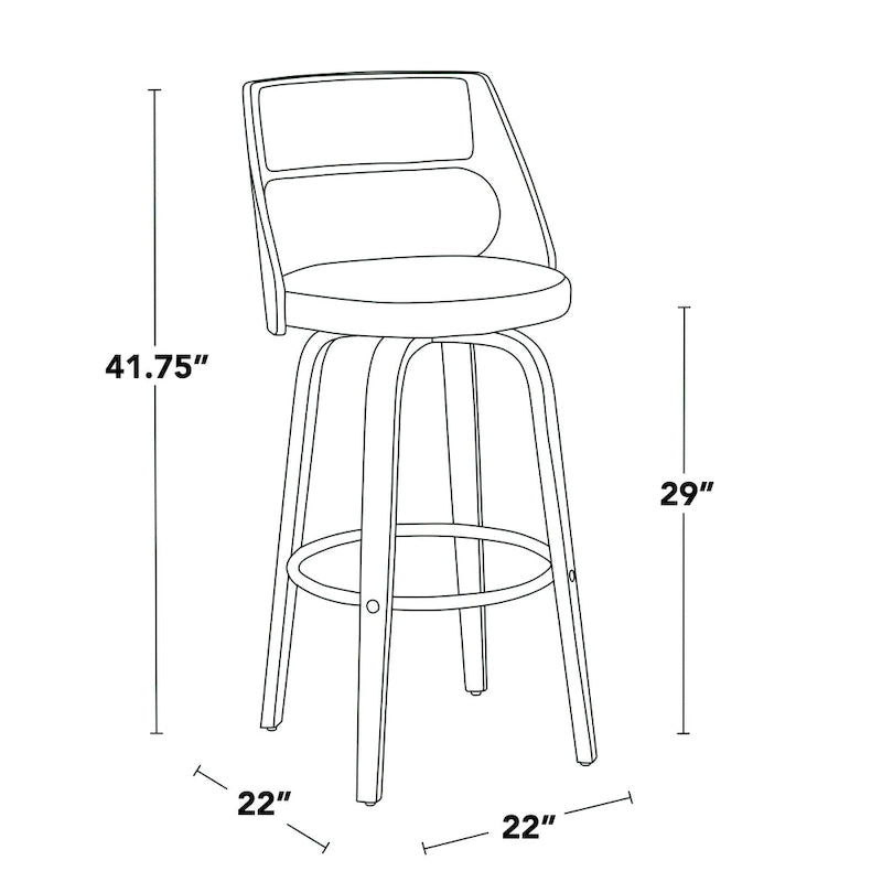 Tabouret de bar pivotant en similicuir crème/marron/gris, pieds en bois, lot de 2