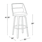 Tabouret de bar pivotant en similicuir crème/marron/gris, pieds en bois, lot de 2