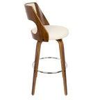 Tabouret de bar pivotant en similicuir crème/marron/gris, pieds en bois, lot de 2