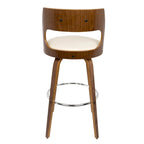 Tabouret de bar pivotant en similicuir crème/marron/gris, pieds en bois, lot de 2