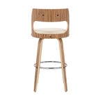 Tabouret de bar pivotant en similicuir crème/marron/gris, pieds en bois, lot de 2