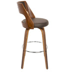 Tabouret de bar pivotant en similicuir crème/marron/gris, pieds en bois, lot de 2