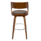 Tabouret de bar pivotant en similicuir crème/marron/gris, pieds en bois, lot de 2